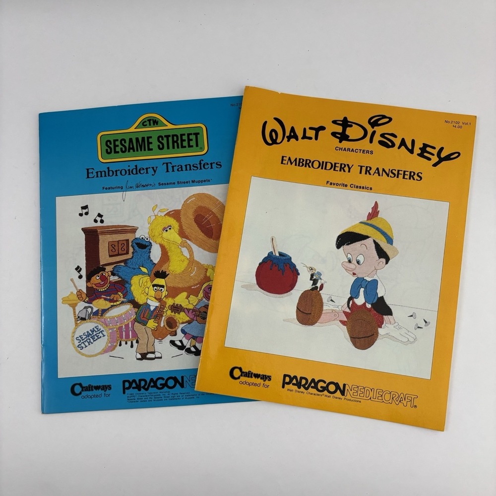 Vintage Disney Sesame Street Embroidery Transfers 1983 Paragon Needlecraft
